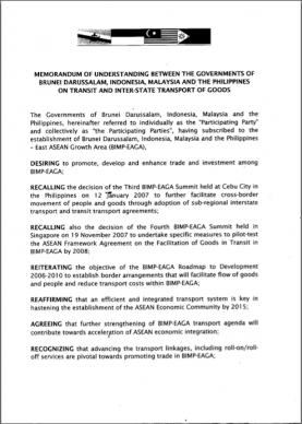 2009 MOU on transit of goods cover